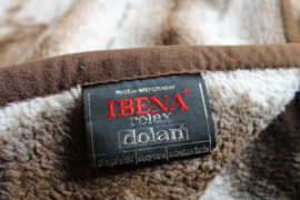 Super grote vintage deken - Ibena. Retro sprei van dralon, creme / bruin