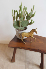 Vintage boomstam tafeltje. Houten retro krukje / plantentafel