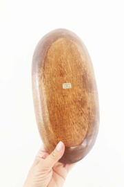 Houten vintage schaal met vakjes. Boho retro snackschaal
