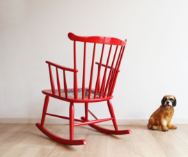 Rode vintage schommelstoel, Børge Mogensen? Retro design  rocking chair