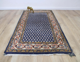 Handgemaakt blauw Oosters kleed - Mir. Wollen vintage tapijt