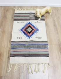 Klein vintage Kelim kleedje. Oosters tapijtje / eclectisch vloerkleed