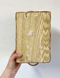 Rieten vintage mandje met bloemetjes. Boho rotan mand / naaikist