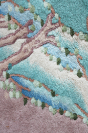 Handgemaakt Chinees tapijt. Oosters vintage vloerkleed met  landschap