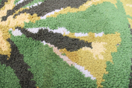 Tof groen / geel vintage vloerkleed. Retro seventies tapijt, Groovy Baby!