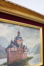 Set schilderijtjes in klassieke lijst. Twee originele  landschapjes