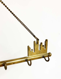 Vintage messing sleutelhanger.  Grote klassieke sleutelhouder / kapstokje