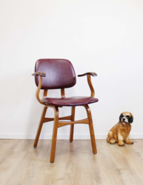 Houten vintage stoel met armleuningen. Mid Century design,  Pastoe?