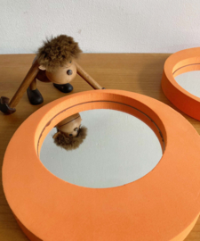 Set oranje vintage spiegels - Horten - Ikea. Retro design spiegeltjes
