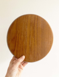Teakhouten vintage fonduebord. Retro bordje / schaal met vakjes