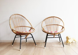 Set rotan vintage Rohé stoelen. Rieten retro fauteuils