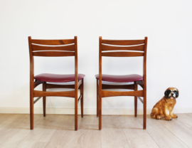 Set houten vintage stoelen. Mid Century retro eetkamerstoelen