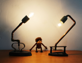 Set unieke tafellampen in Steampunk stijl. Industriele strijkijzer lampen