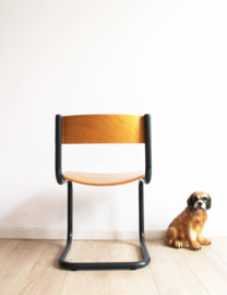 Industriële retro schoolstoel. Hout/metalen vintage slede stoel - Højde