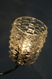 Goudkleurig vintage wandlampje met glazen kap. Hollywood Regency stijl  lamp