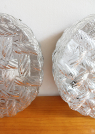 Set van 2 vintage plafonnières van dik glas. Retro plafond / wand lamp - Eickmeier