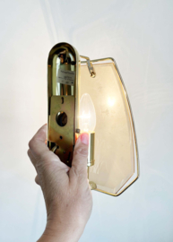 Hollywood Regency lampje,  glas/messing? Gouden vintage wandlamp