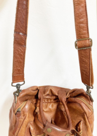 Originele leren Cowboysbag. Bruin lederen tas / schooltas / duffelbag