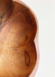 Set teak houten schaaltjes met lepel. 3 vintage bakjes / kommetjes