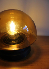 Bruin/geel glazen vintage plafondlamp. Retro lampje / plafonniere