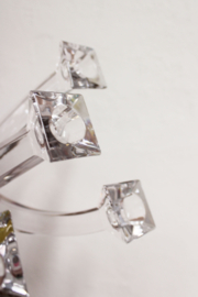 Glazen vintage kandelaar. Vijfarmige  kandelaber van loodkristal.