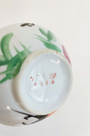 Set Chinese rijstkommen met haan decor. 5 aardewerk vintage schaaltjes /rooster bowl