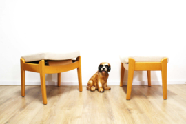 Set van 2 Deense voetenbanken - Farstrup Møbler. Scandinavisch design Ottoman / hocker