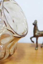 Set van 2 vintage hanglampjes van gebobbeld glas. Retro lampen met nieuw snoer