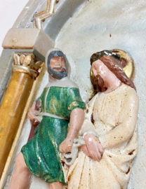 Religieuze beeltenis - kruisweg van Christus. Handgemaakt gipsen paneel - Jezus