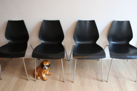 Set van 4 zwarte stoelen van Kartell. Retro design stoelen, Maui