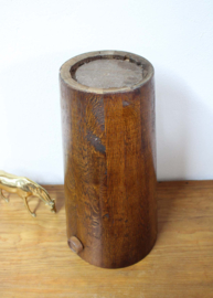 Hoge retro brutalist pot. Houten vintage paraplubak,  '70?