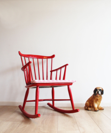 Rode vintage schommelstoel, Børge Mogensen? Retro design  rocking chair