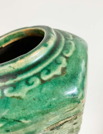 Groen vintage gemberpotje. Originele Oosterse pot / vaasje
