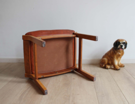Vintage Ottoman met lederen kussen,  G-Möbel. Scandinavisch design voetenbank