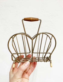 Goudkleurig metalen vintage servet houder. Retro postvakje.