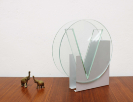 Vintage design vaas, glas/metaal. Retro vaasje in Memphis stijl