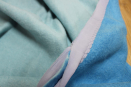 Grote blauwe vintage deken. Wollen retro sprei - 170 x 180 cm.