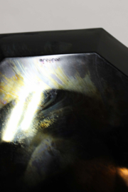 Set zwart glazen vintage fondueborden- Arcoroc -France Octime. 6 retro bordjes