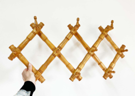 Houten vintage harmonica kapstok. Retro kapstokje / wandrek - Faux Bamboo