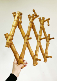 Houten vintage harmonica kapstok. Retro kapstokje / wandrek - Faux Bamboo