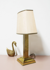 Goudkleurige tafellampje met creme kap. Vintage lamp