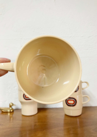Vintage campingservies - rosti Mepal. 7 retro bekers en kopjes.