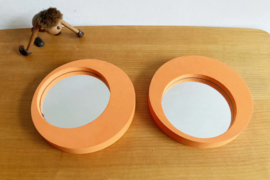 Set oranje vintage spiegels - Horten - Ikea. Retro design spiegeltjes
