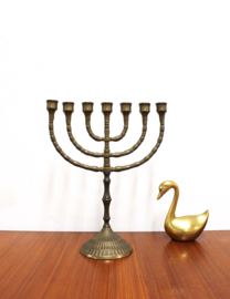 Joodse vintage kandelaar. 7 armige Menora kaarsenhouder