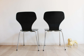 Set zwarte vintage stoelen. Retro design stoel - Phoenix - Made in Denmark