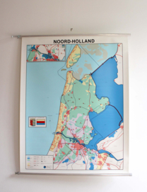 Vintage schoolplaat - Noord Holland / Nederland. Retro Geografie landkaart