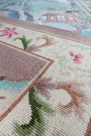 Handgemaakt Chinees tapijt. Oosters vintage vloerkleed met  landschap