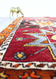 Kleurrijk handgemaakt vloerkleed, Kazak? Vintage tapijtje / deur / badmat