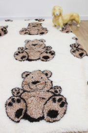 Wollen vintage deken met beertjes. Retro sprei / babydeken