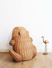 Vintage rotan kikker mand - Olivier Cajan. Retro design lectuurbak